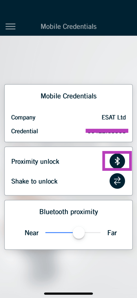 ESAT mobile credentials app interface